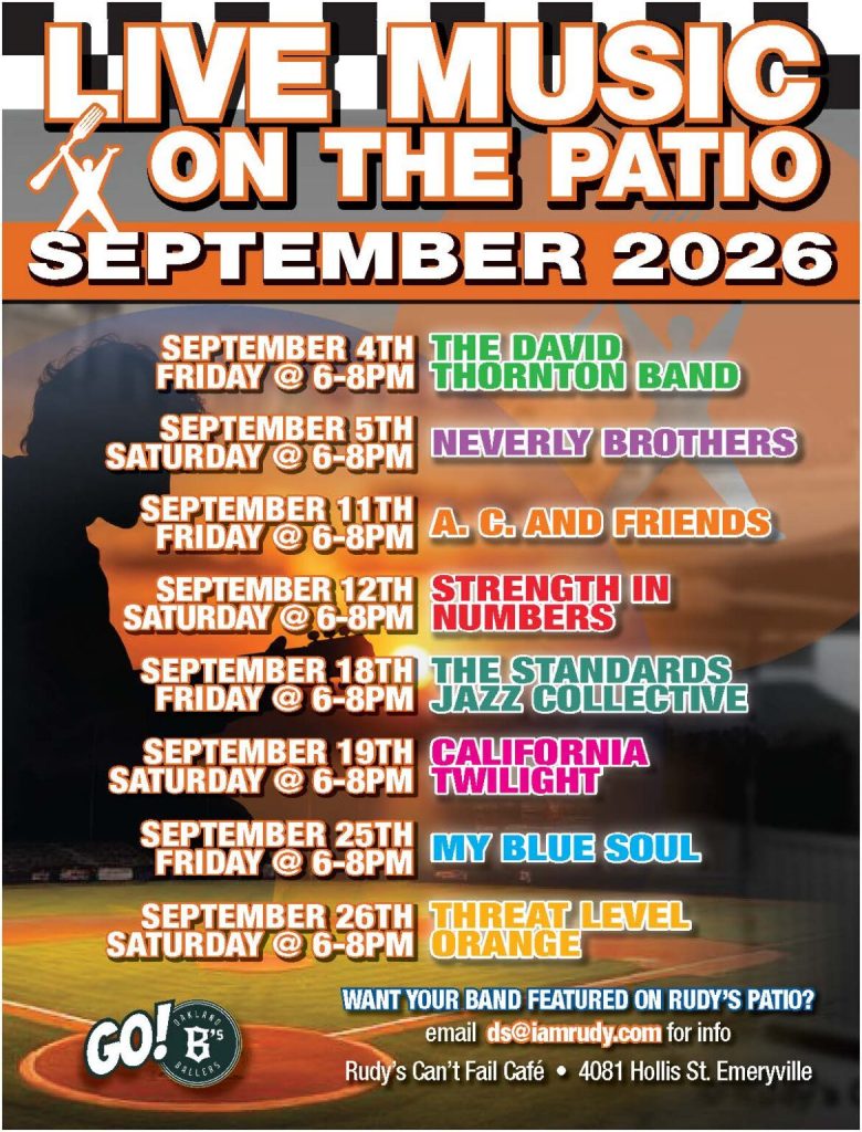 September 2026 Live Music on the Patio at Rudy's Can't Fail Cafe